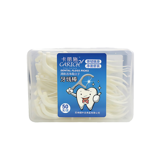 CARICH Освежающие очищающие высокополимерные зубочистки с зубной нитью, 50 шт